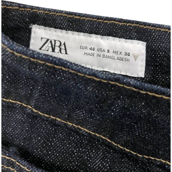 Zara Womens Jeans EU 40 US 8 Blue Straight Leg Dark Wash High Rise 8197/257 NWOT - Picture 5 of 9